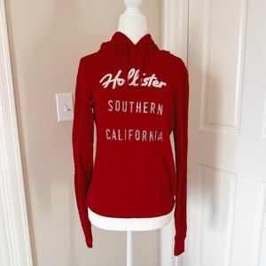 Hollister Red/Coral Graphic Lightweight Sweatshirt Hoodie Size S